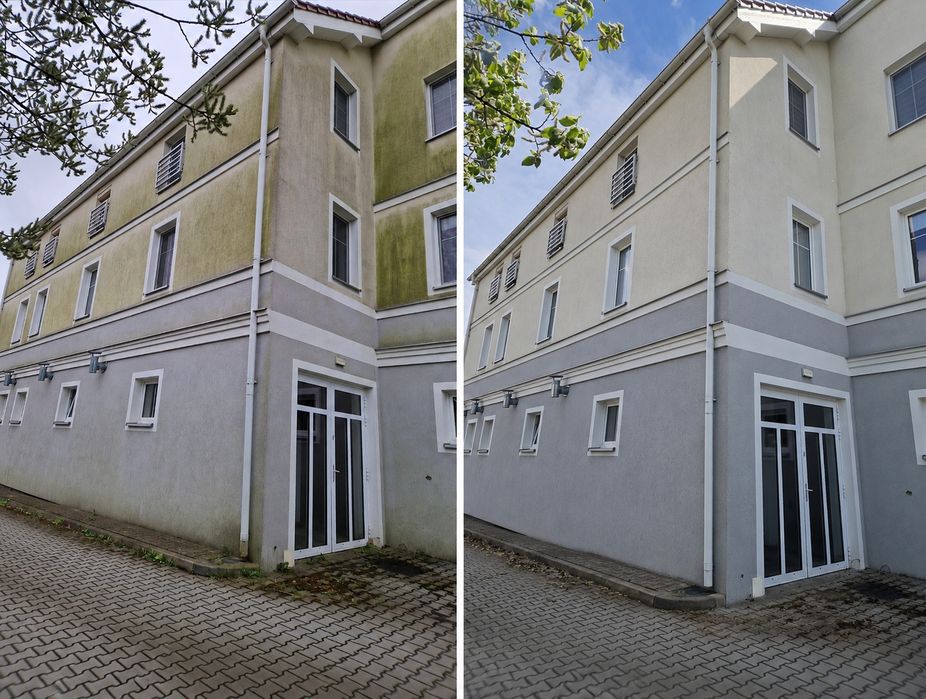 Mycie elewacji, dachów, kostki, paneli, fasad szklanych