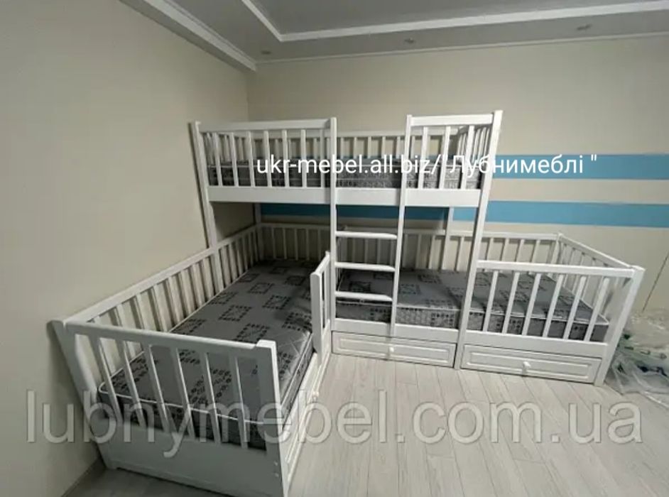 Ліжко двоповерхове дерев'яне "Тандем1-плюс", кровать двухъярусная