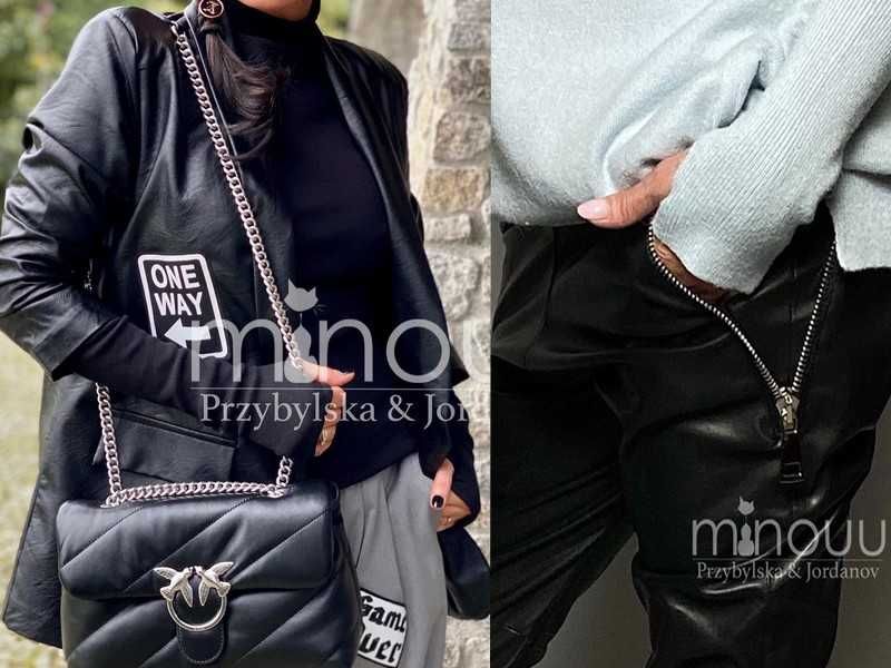 Rezerwacja Minouu nowy komplet garnitur eko skóra zamki naszywki