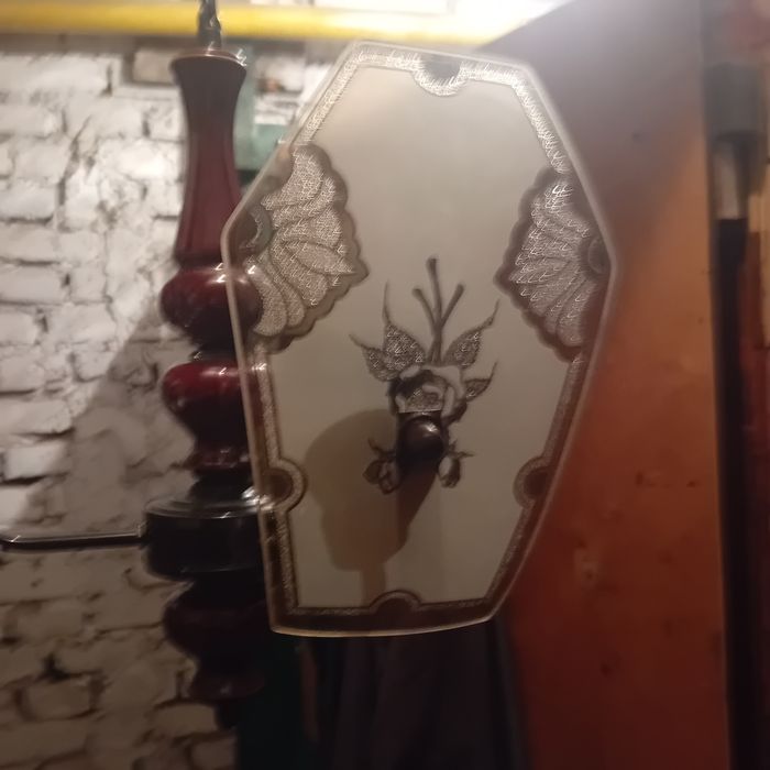 szklany żyrandol stary prl e27