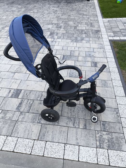 Rowerek Trójkołowy Składany Pompowane Koła Qplay Rito kolor granatowy