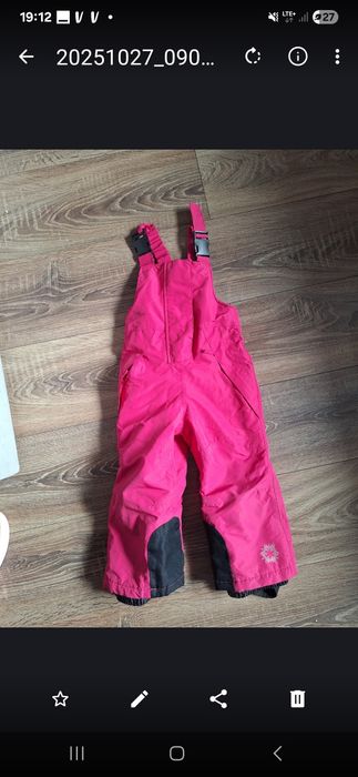 Różowe spodnie narciarskie zimowe dla dziewczynki crivit pro 86 92