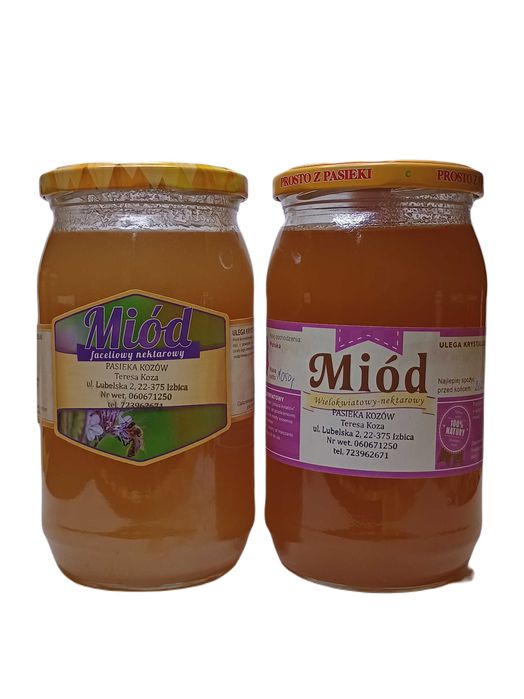 Zestaw Trzech Miodów Nawłociowy , Faceliowy i  Spadź Liściasta . 3 kg.