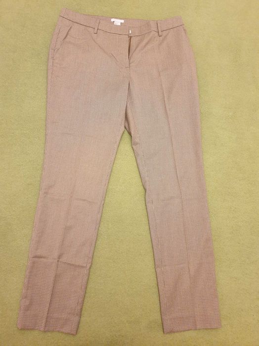 Spodnie damskie eleganckie w kratkę HM 40 brązowe
