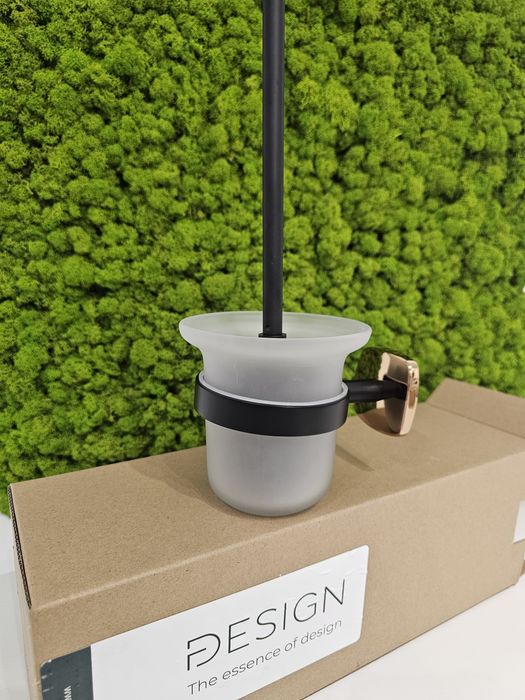 Szczotka do wc FDesign Merida wisząca czerń i różowe złoto