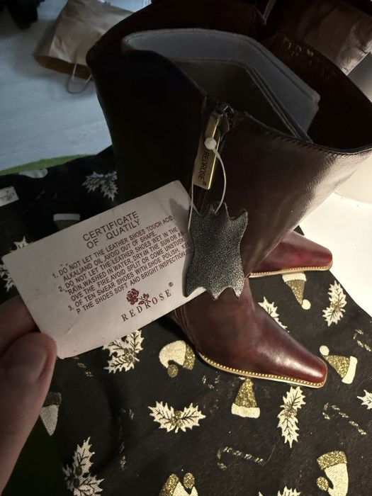 Шкіряні жіночі чоботи 36 | натуральна шкіра | бордові вінтаж