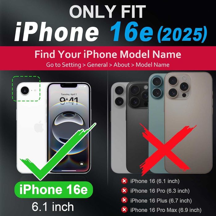 Shieldon naturalne etui skórzane iPhone 16e portfel klapką czarne 2w1