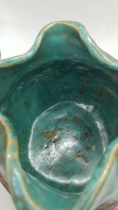 Ceramiczny wazon artystyczny szmaragdowy