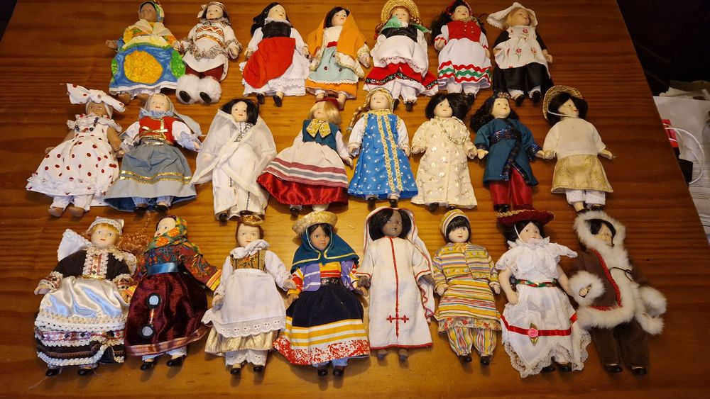 Collection of 23 Porcelain Dolls from Around the World