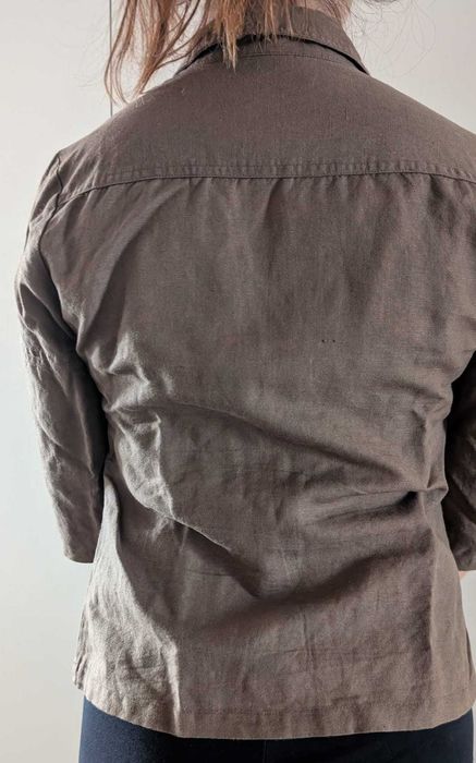 Camisa castanha com marga 3/4