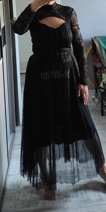 Spódnica maxi czarna tiulowa XS/34