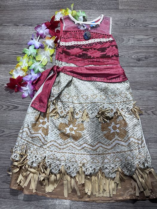 Сукня принцеса моана ваяна 5-6 років зріст 110-116 квіти в подарунок