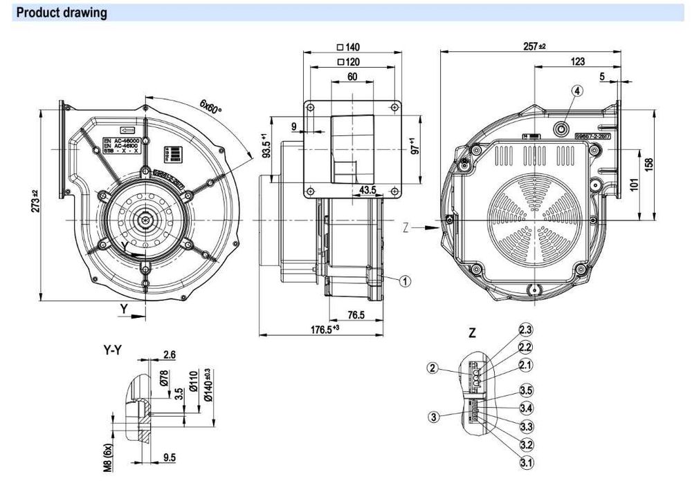Wentylator promieniowy ebmpapst dmuchawa gazowa kotła kondensacyjnego
