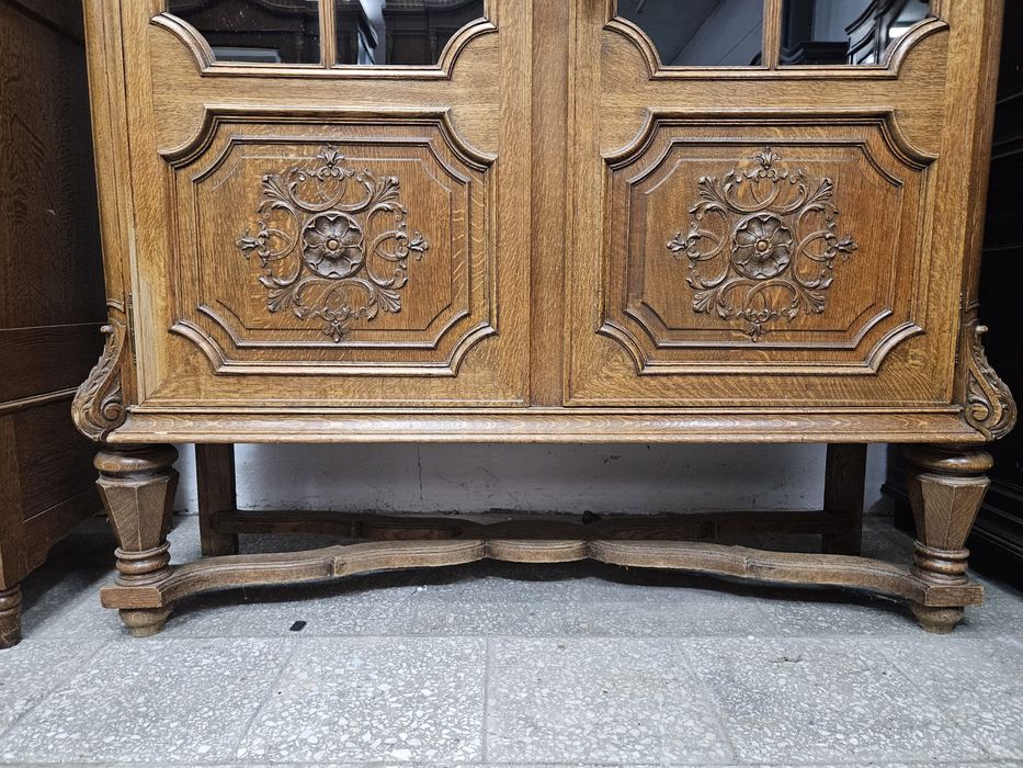 Duża dębowa biblioteka francuska witryna /