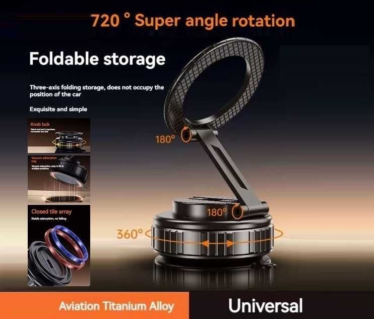 Універсальний магнітний вакумний тримач підставка для смартфона 360