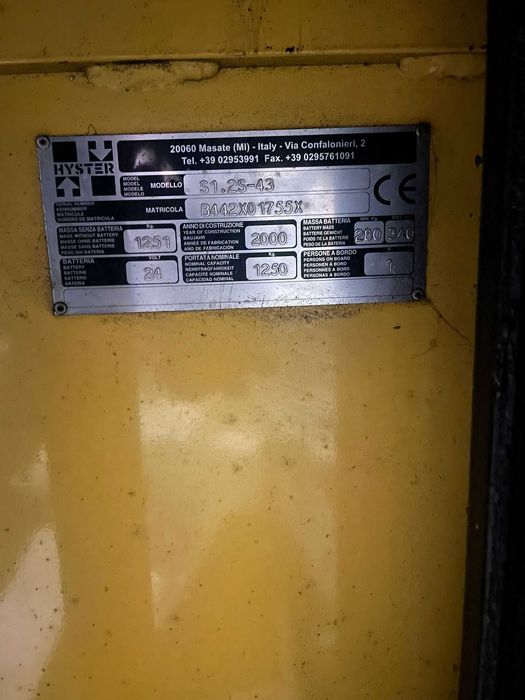 Stacker Hyster S1.2S-43 – Recondicionado + Bateria Nova