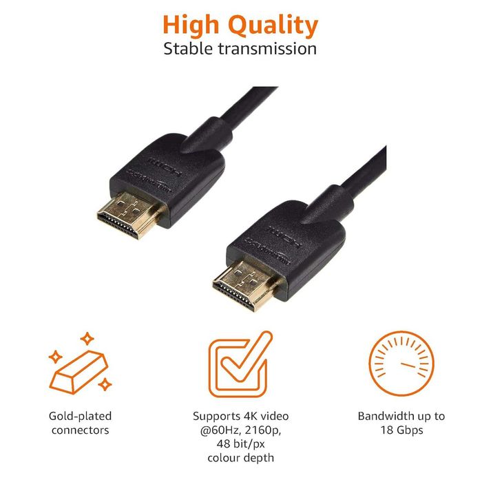 Amazon Basics Elastyczny kabel HDMI do HDMI 0,3 m czarny