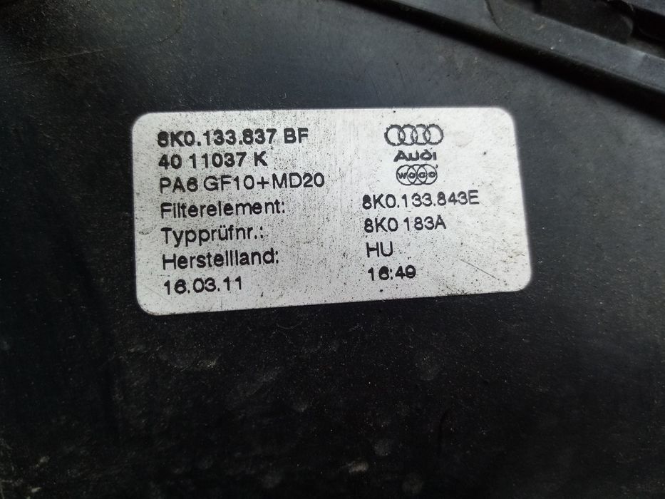 Caixa filtro ar AUDI A4 (8K2, B8)