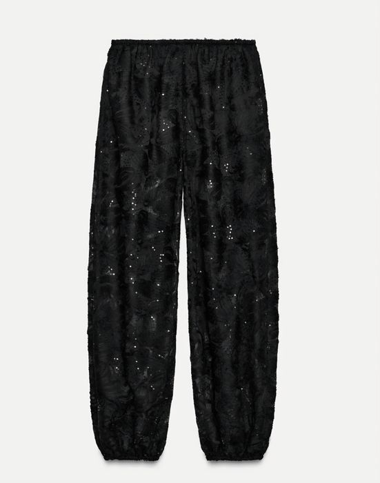 Spodnie typu bombacho Zara z haftami i cekinami. Nowe, a TANIEJ!