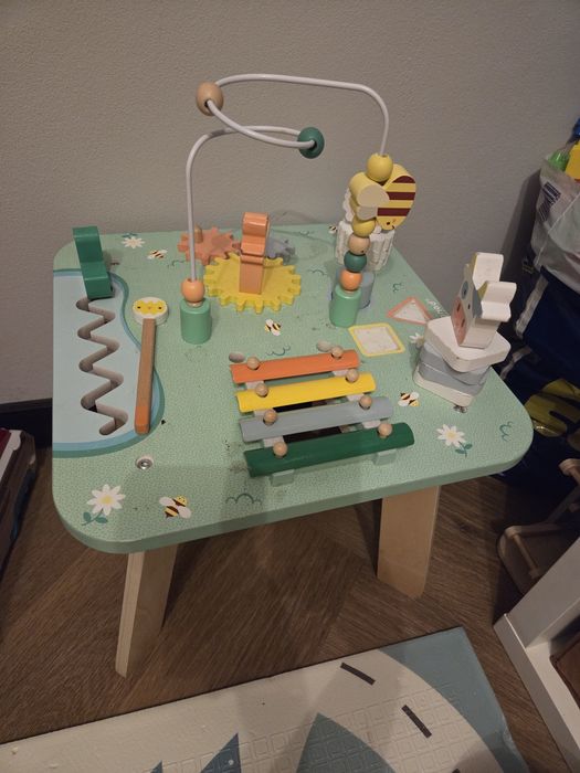 JANOD - Wielofunkcyjny stolik edukacyjny drewniany Łąka 12m+