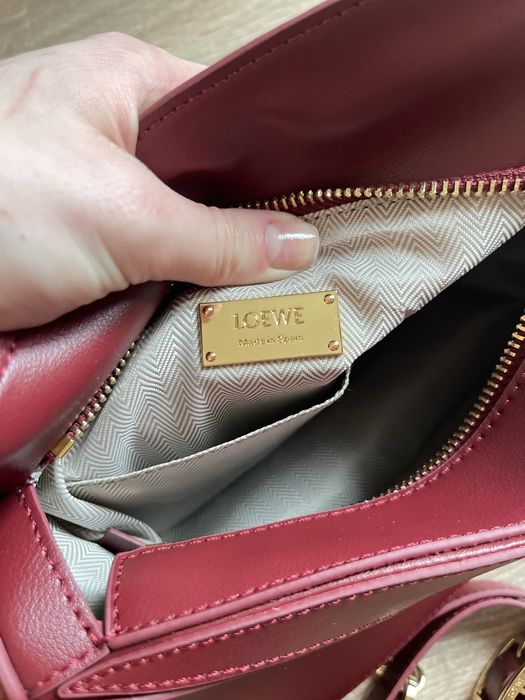 Bordowa torebka loewe puzzle skórzana