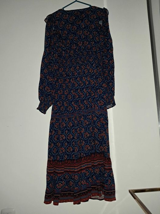 Vestido comprido estampado Springfield, novo