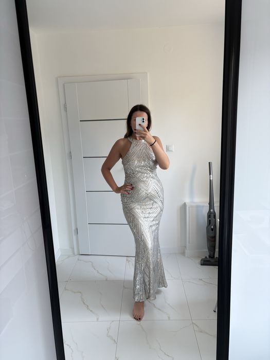 Srebrna sukienka syrenka 38