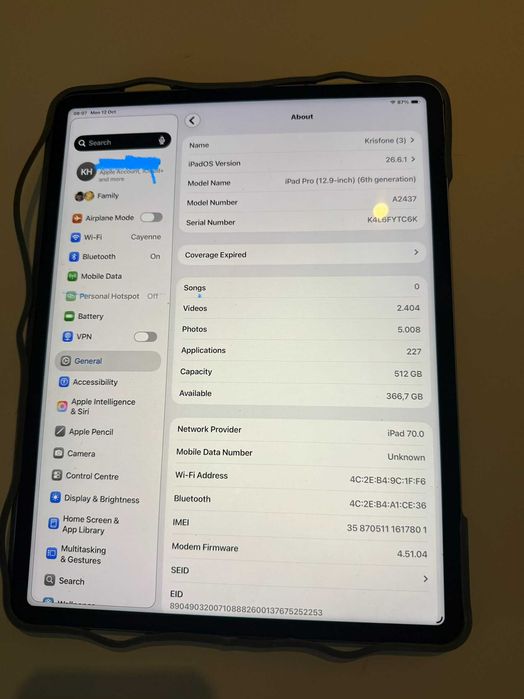 Ipad Pro 12.9' M2 512GB Celluar