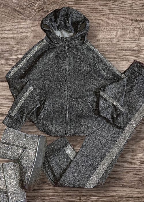 Люрексовий спортивний костюм зі стразовими лампасами