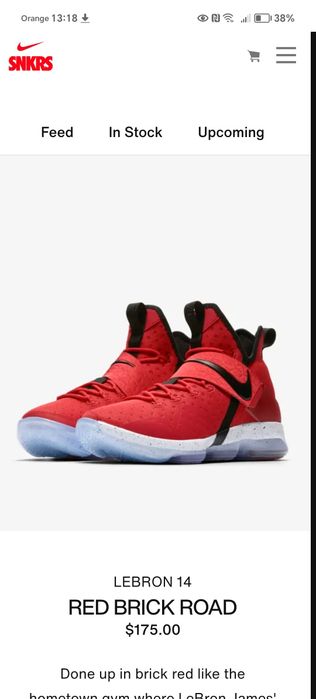 Nike lebron 14 buty sneakersy snkrs Red brick Road czerwone 36 junior