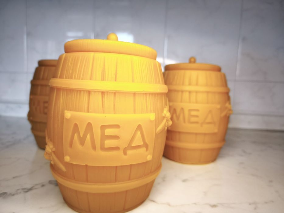 Воскова бочечка для меду  500 мл. 100% бджолиний віск. Еко тара.