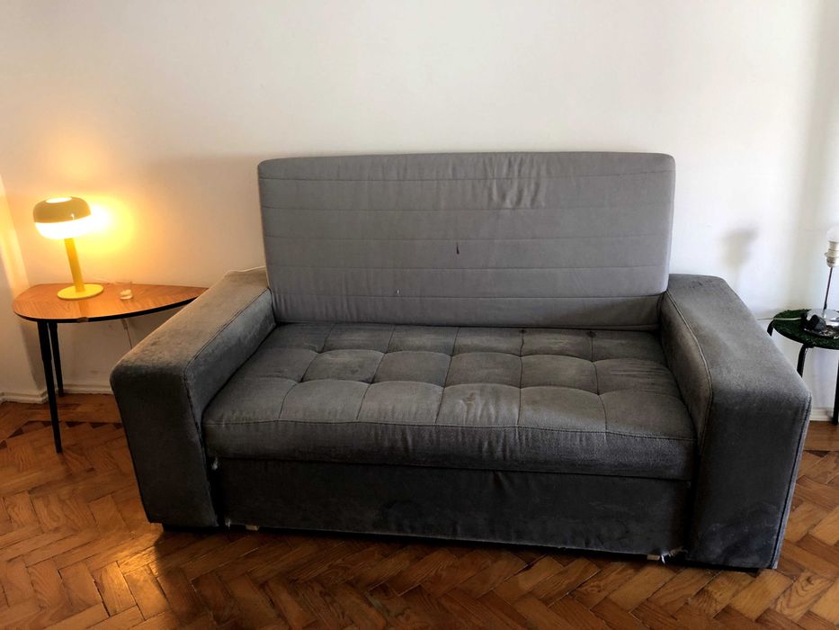 Sofá-Cama Cinzento Extensível