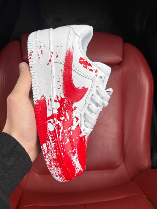 (ОПЛАТА ПІСЛЯ ОГЛЯДУ)Nike Air Force Blood Custom Red Найк Аір Форс