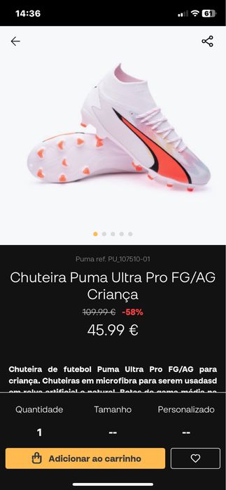Chuteiras crianca