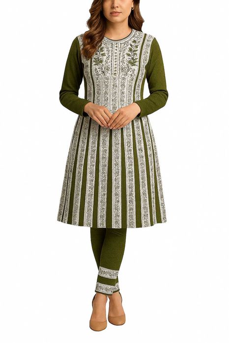 Indian Pakistani Punjabi Woolen Winter Frock Suit, Anarkali Suit