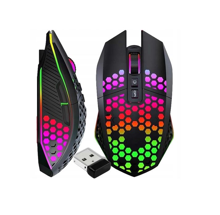MYSZKA bezprzewodowa mysz 2.4 GHz gamingowa dla graczy LED RGB 2,4