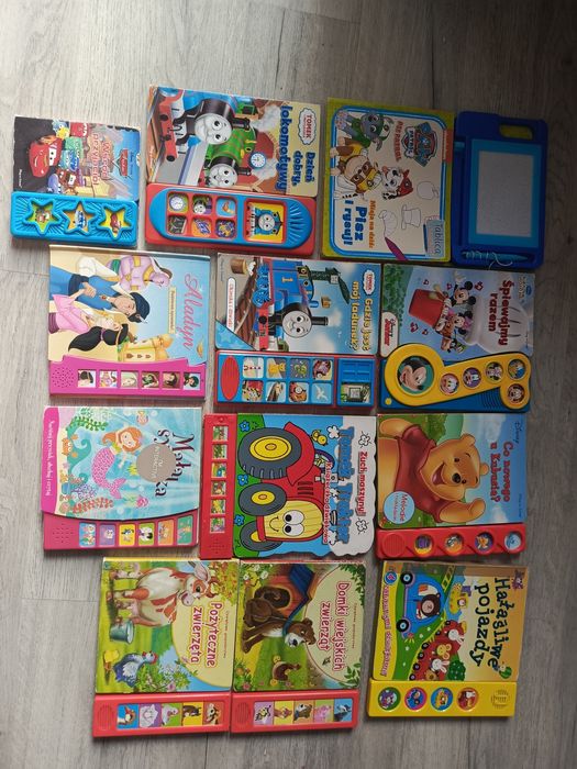 Książeczki interaktywne dźwiękowe tablica do pisania zestaw 12 książek