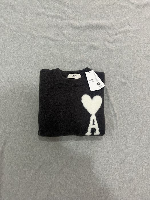 Ami Paris Off White Ami de Coeur Crew Neck Grey (M/L)