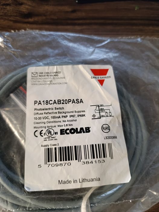 Фотодатчик PA18CAB20PASA  Carlo Gavazzi