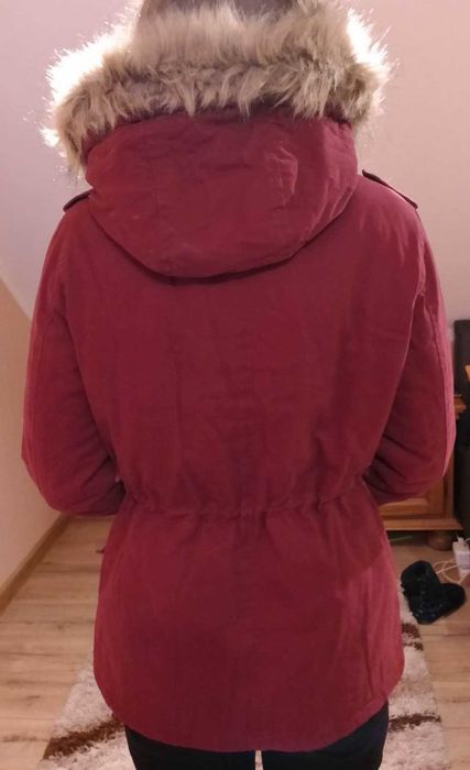 Kurtka bordowa/parka zimowa, Cropp, rozm. S