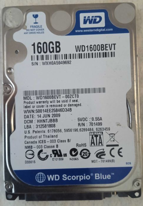 HDD Western Digital 2.5" 160Gb