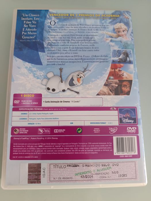 DVD Disney Frozen o reino do gelo