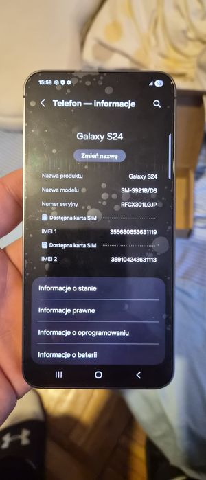 Telefon Samsung S24 128GB Grafitowy po wymianie modulu wyswietlacza