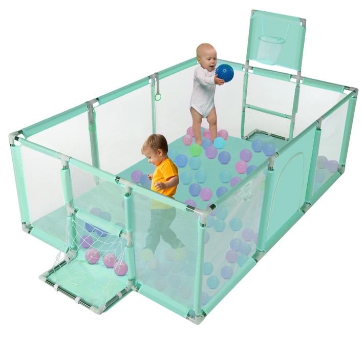 Parque infantil XXL com cesto de basquetebol e balizas - NOVO