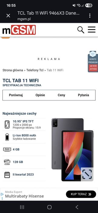 Tablet TCL 9466x j.nowy