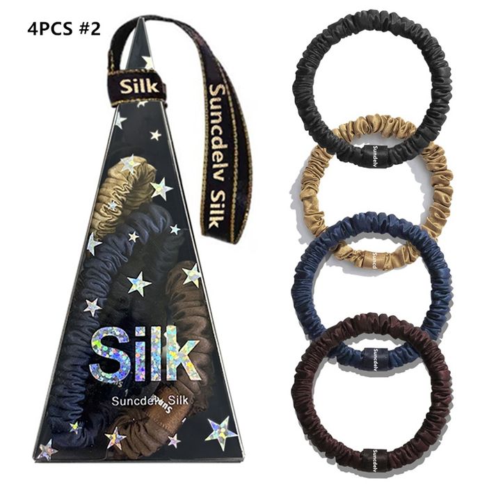 zestaw 4 szt. gumki  scrunchie 100% naturalny jedwab