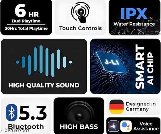 Auricular Bluetooth 5.3 – Fones de Ouvido Sem Fio