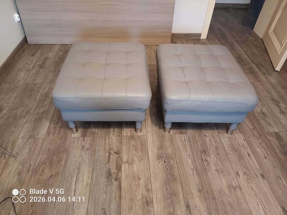 2 x Podnóżek, pufa skórzana  IKEA LANDSKRONA
