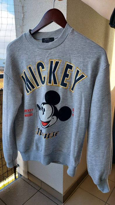 Bluza szara Bershka rozm. XS Mickey haft.