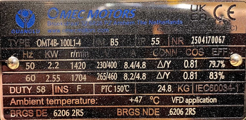 silnik elektryczny 2,2kW 1420obr. 3fazowy HAMULEC 100B5